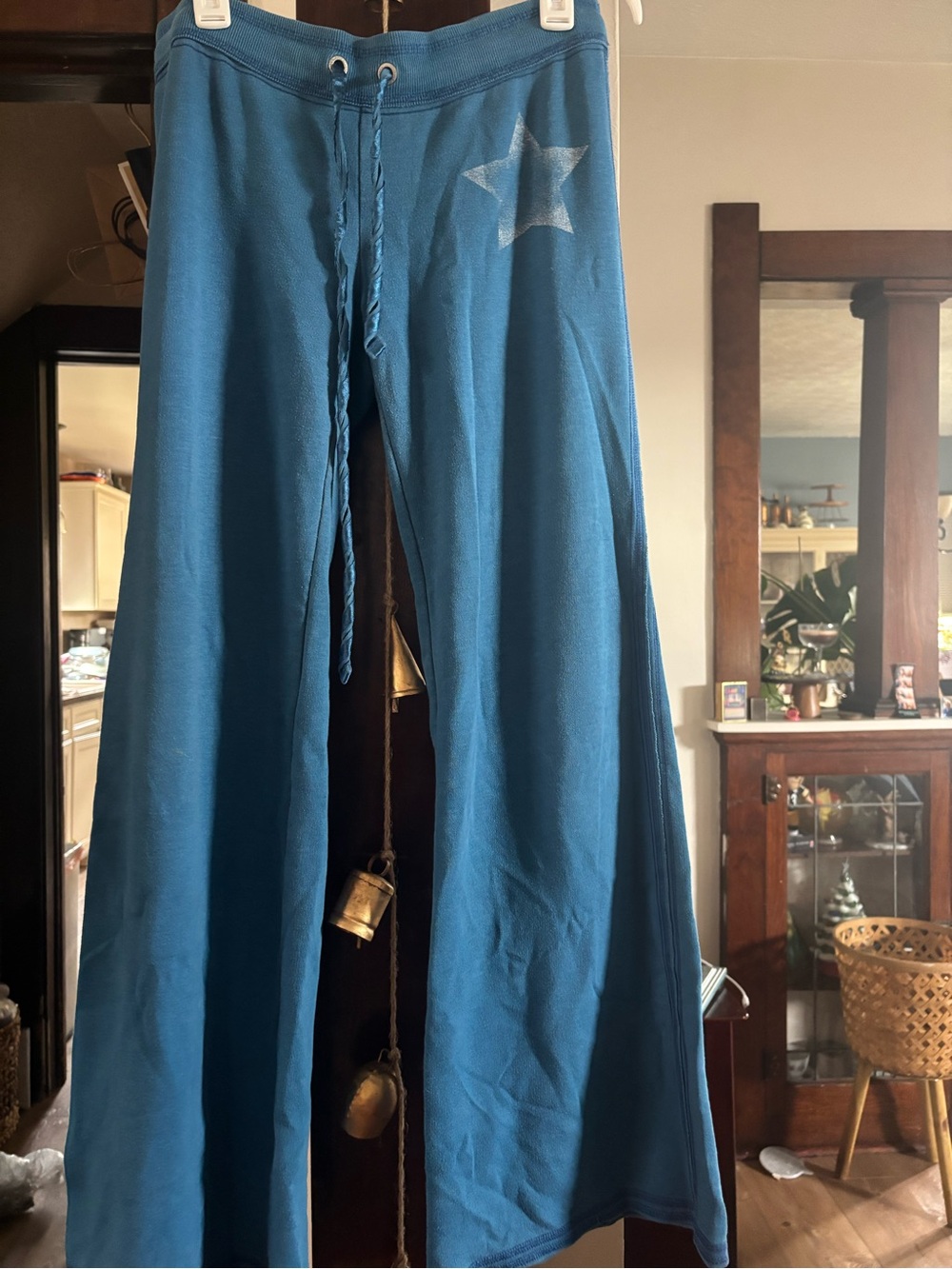 PINK Victoria's Secret Teal Star Wide-Leg Sweatpants